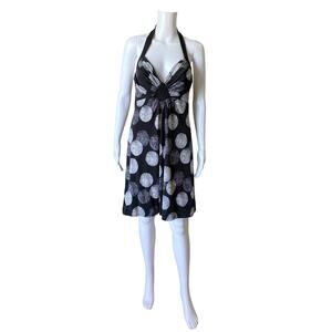 Heart Soul Womens Large Halter Polka Dot Beaded Sleeveless Cocktail Dress